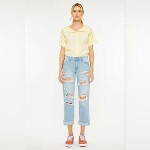 KanCan Mid Rise Light Wash Distressed Boyfriend Jeans Cotton Various NEW